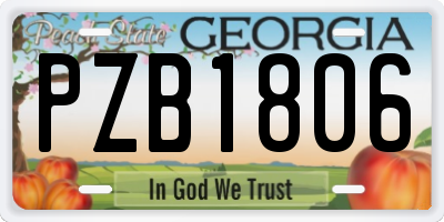 GA license plate PZB1806