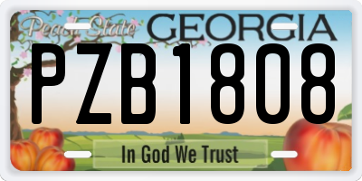 GA license plate PZB1808