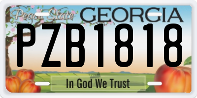 GA license plate PZB1818