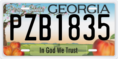 GA license plate PZB1835