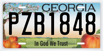 GA license plate PZB1848
