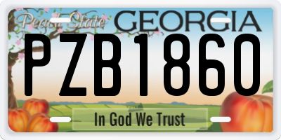 GA license plate PZB1860