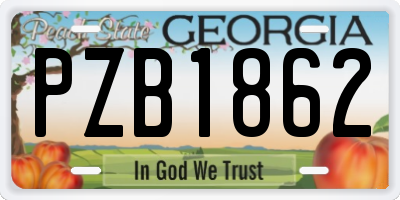 GA license plate PZB1862