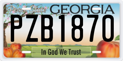 GA license plate PZB1870