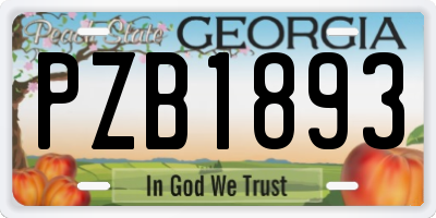 GA license plate PZB1893