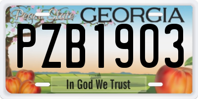 GA license plate PZB1903