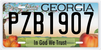 GA license plate PZB1907