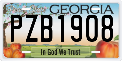 GA license plate PZB1908