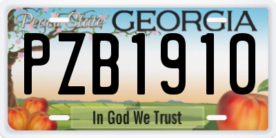 GA license plate PZB1910