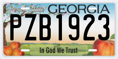 GA license plate PZB1923