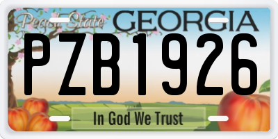 GA license plate PZB1926