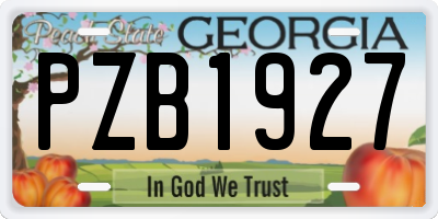 GA license plate PZB1927