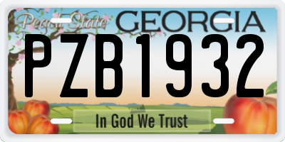 GA license plate PZB1932