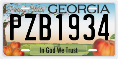 GA license plate PZB1934