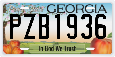 GA license plate PZB1936