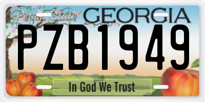 GA license plate PZB1949