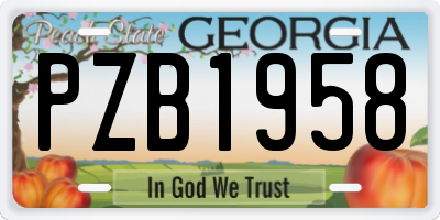 GA license plate PZB1958