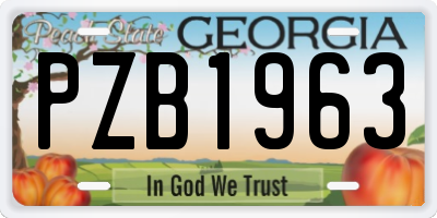 GA license plate PZB1963