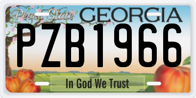 GA license plate PZB1966