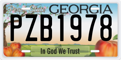 GA license plate PZB1978