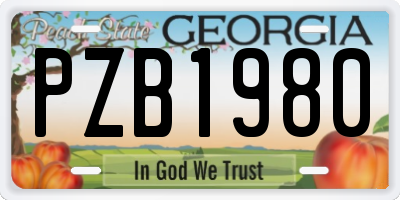GA license plate PZB1980