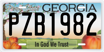 GA license plate PZB1982