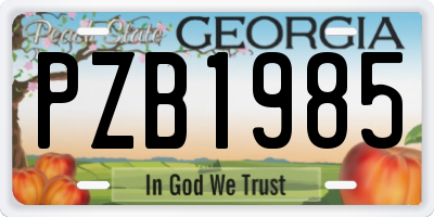 GA license plate PZB1985