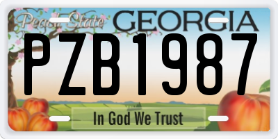 GA license plate PZB1987