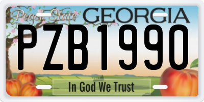 GA license plate PZB1990