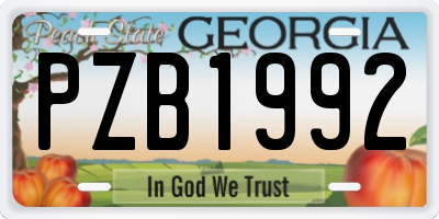 GA license plate PZB1992