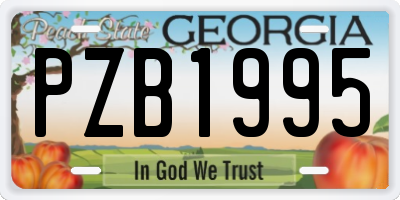 GA license plate PZB1995