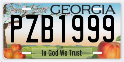 GA license plate PZB1999