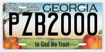 GA license plate PZB2000