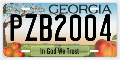 GA license plate PZB2004