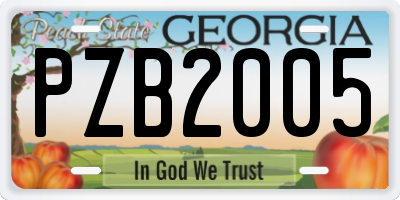 GA license plate PZB2005
