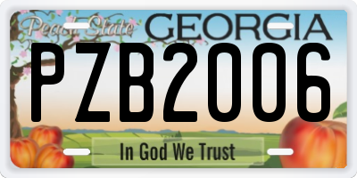 GA license plate PZB2006