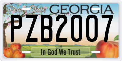 GA license plate PZB2007