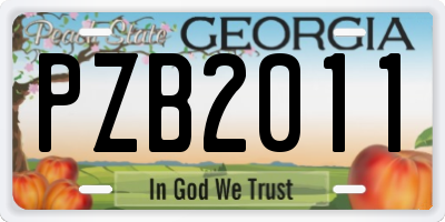 GA license plate PZB2011