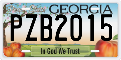 GA license plate PZB2015