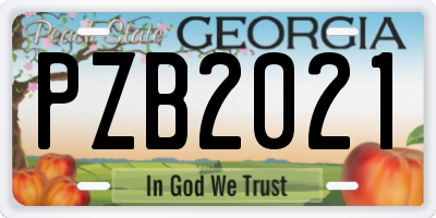 GA license plate PZB2021