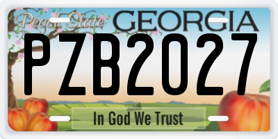 GA license plate PZB2027