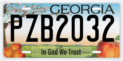 GA license plate PZB2032