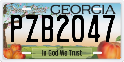 GA license plate PZB2047
