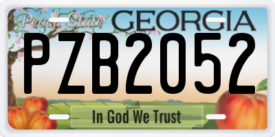 GA license plate PZB2052