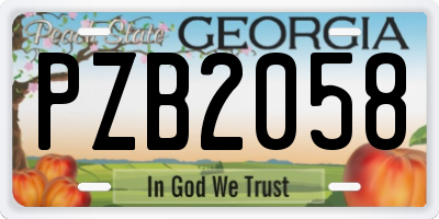 GA license plate PZB2058