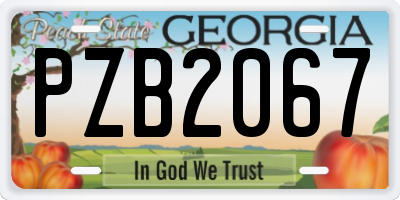 GA license plate PZB2067