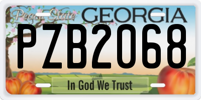 GA license plate PZB2068