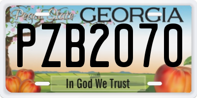 GA license plate PZB2070