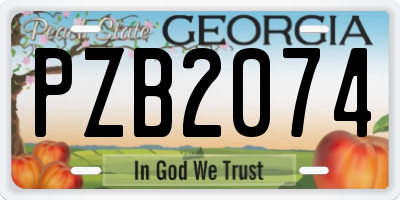 GA license plate PZB2074