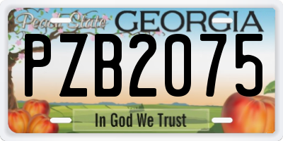 GA license plate PZB2075